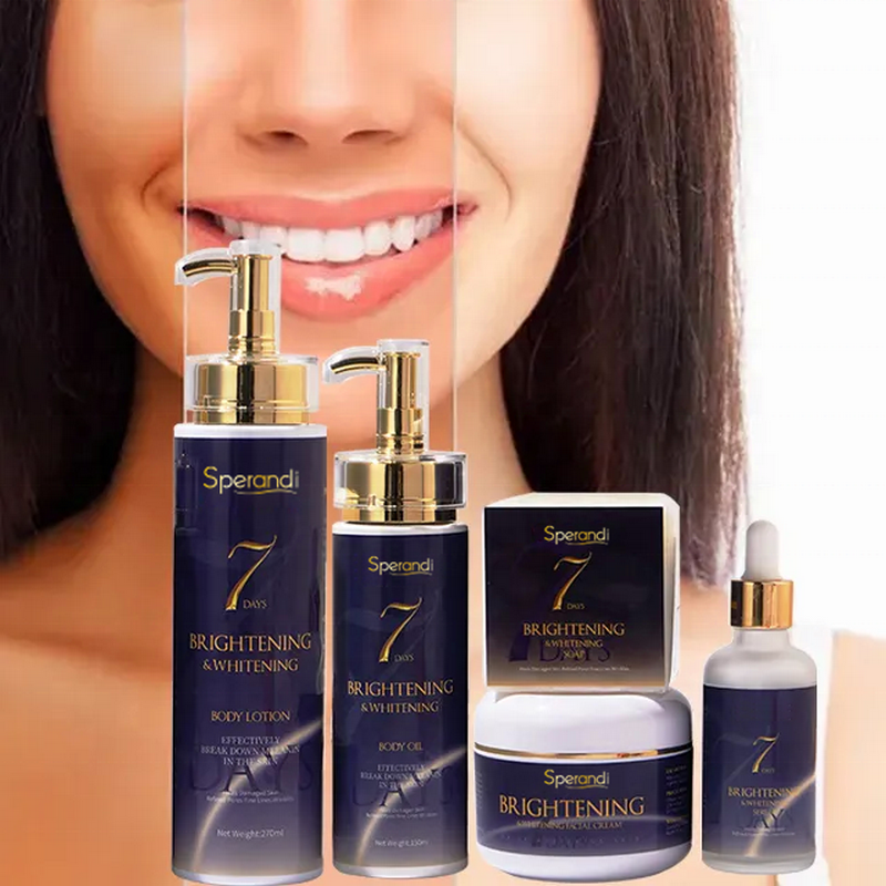 Brightening private-label skincare set example, illustrative